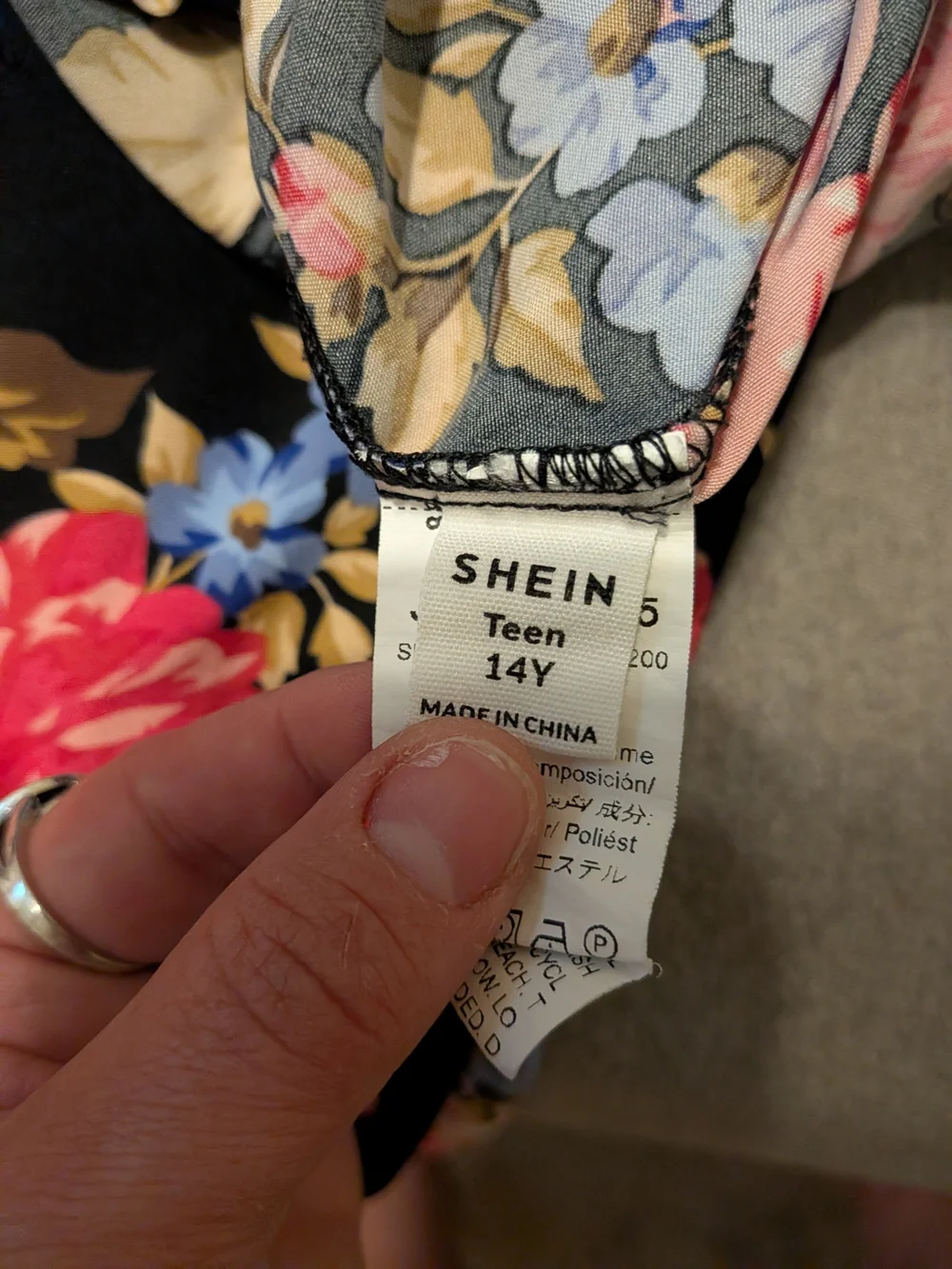 SHEIN Black Floral Off-Shoulder Girls One-Piece Bodysuit